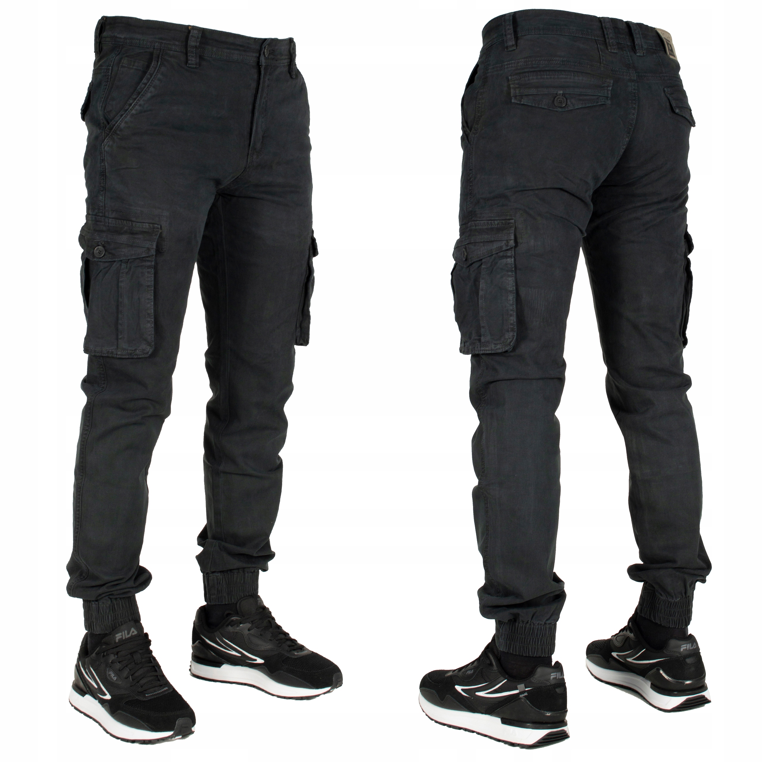 Spodnie męskie bojówki W:32 84 cm jogger stalowe