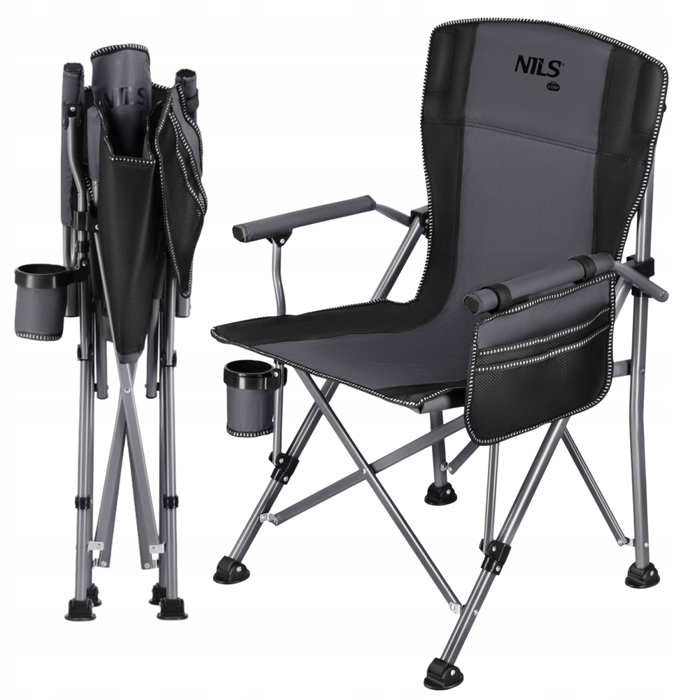Krzesło Turystyczne Wędkarskie Składane Kempingowe W Pokrowcu Szare Nils