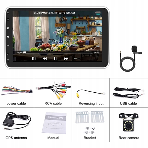 RADIO SAMOCHODOWE 1 DIN 10.1 CALA OBROTOWE ANDROID Montaż 2-DIN