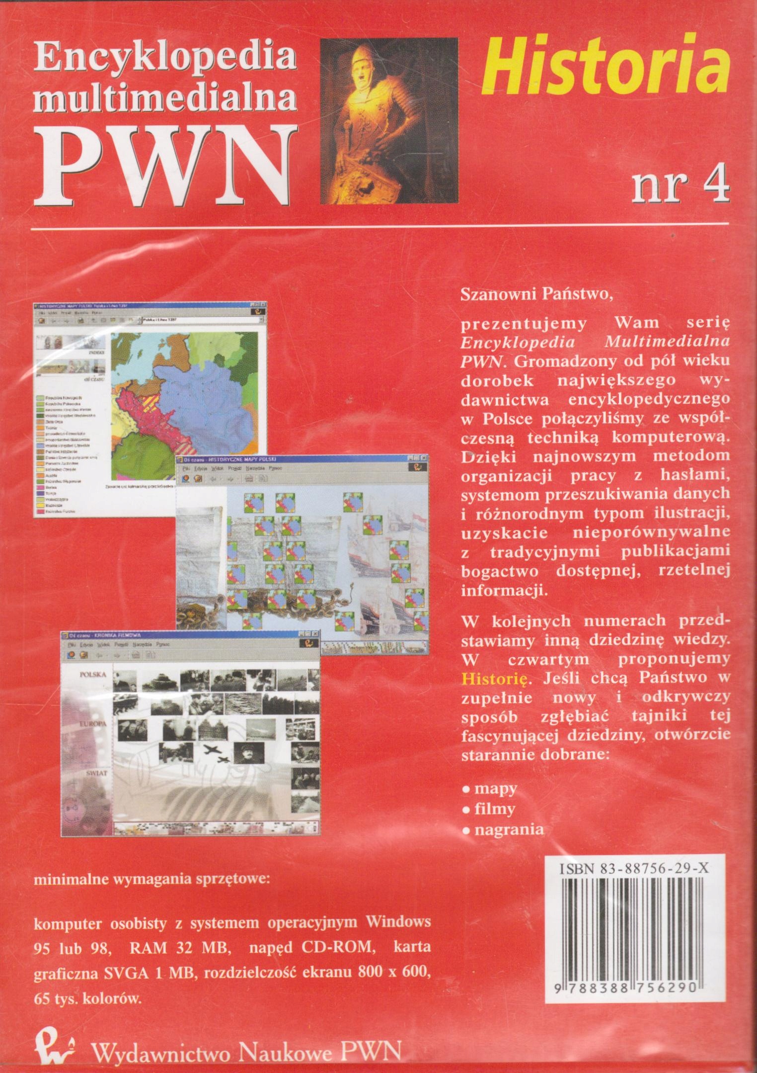 HISTORIA - ENCYKLOPEDIA MULTIMEDIALNA PWN NR 4 - CD Stan opakowania oryginalne
