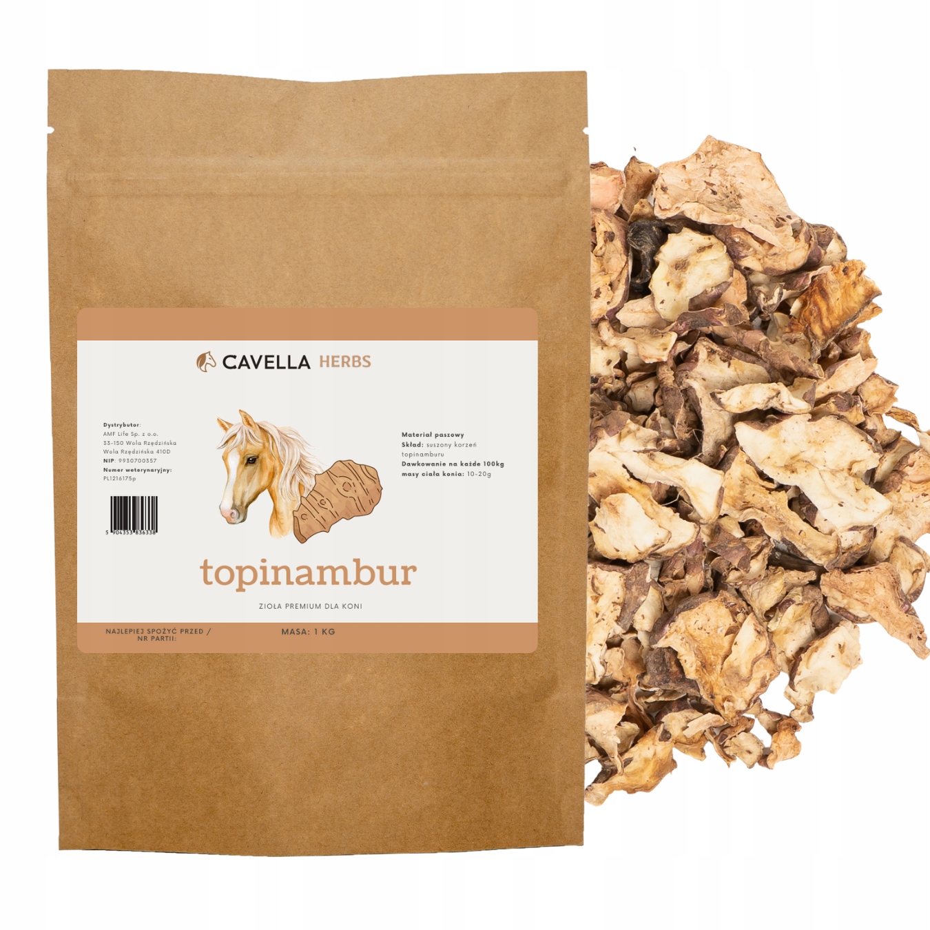 Korzeń topinamburu dla koni susz wspiera trawienie 1kg EquiHerbs