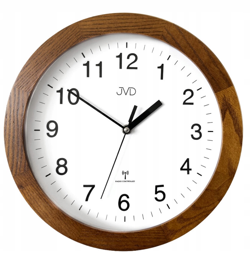 Drevené Rádiovo Ovládané Atómové Hodiny DCF77 Jvd NR19019.2 30 cm