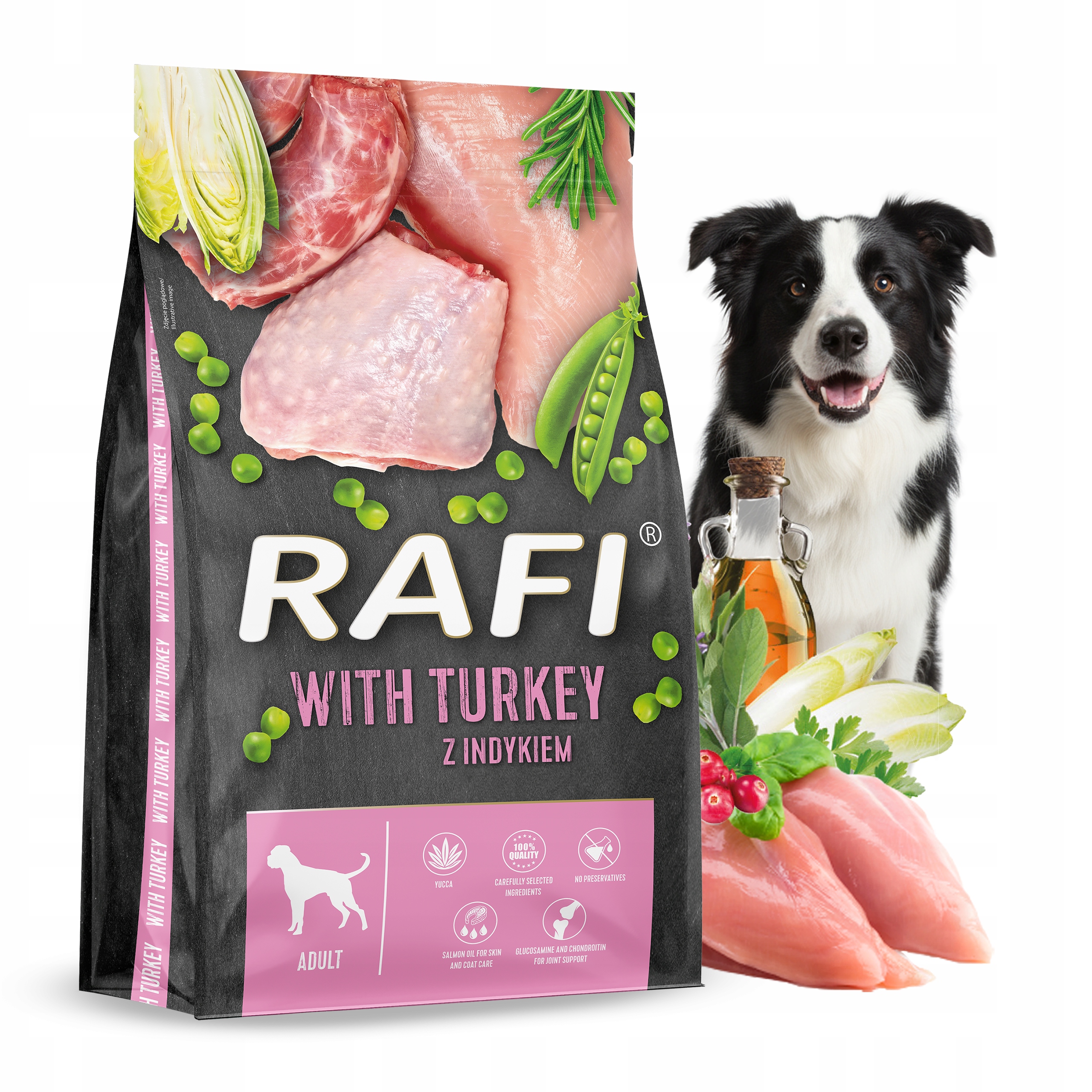 Rafi Adult Turkey 10kg sucha karma z indykiem dla dorosłych psów