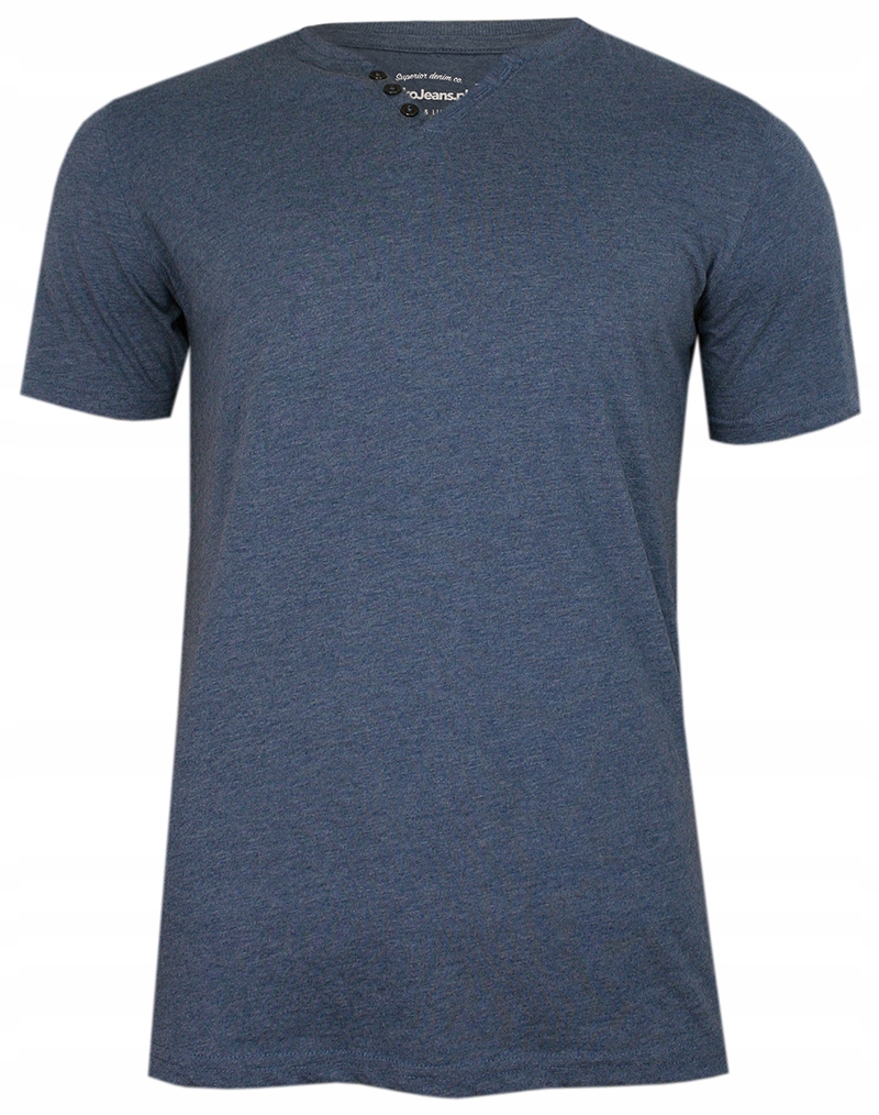 

Niebieski T-shirt Dekolt z Guzikami Pako Jeans XXL