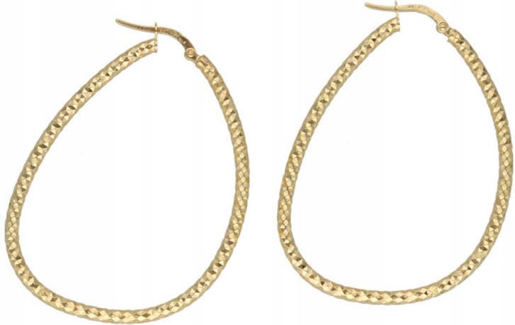 Zlaté závěsné náušnice 585, oválné, diamantové, módní vzor jako dárek 14k