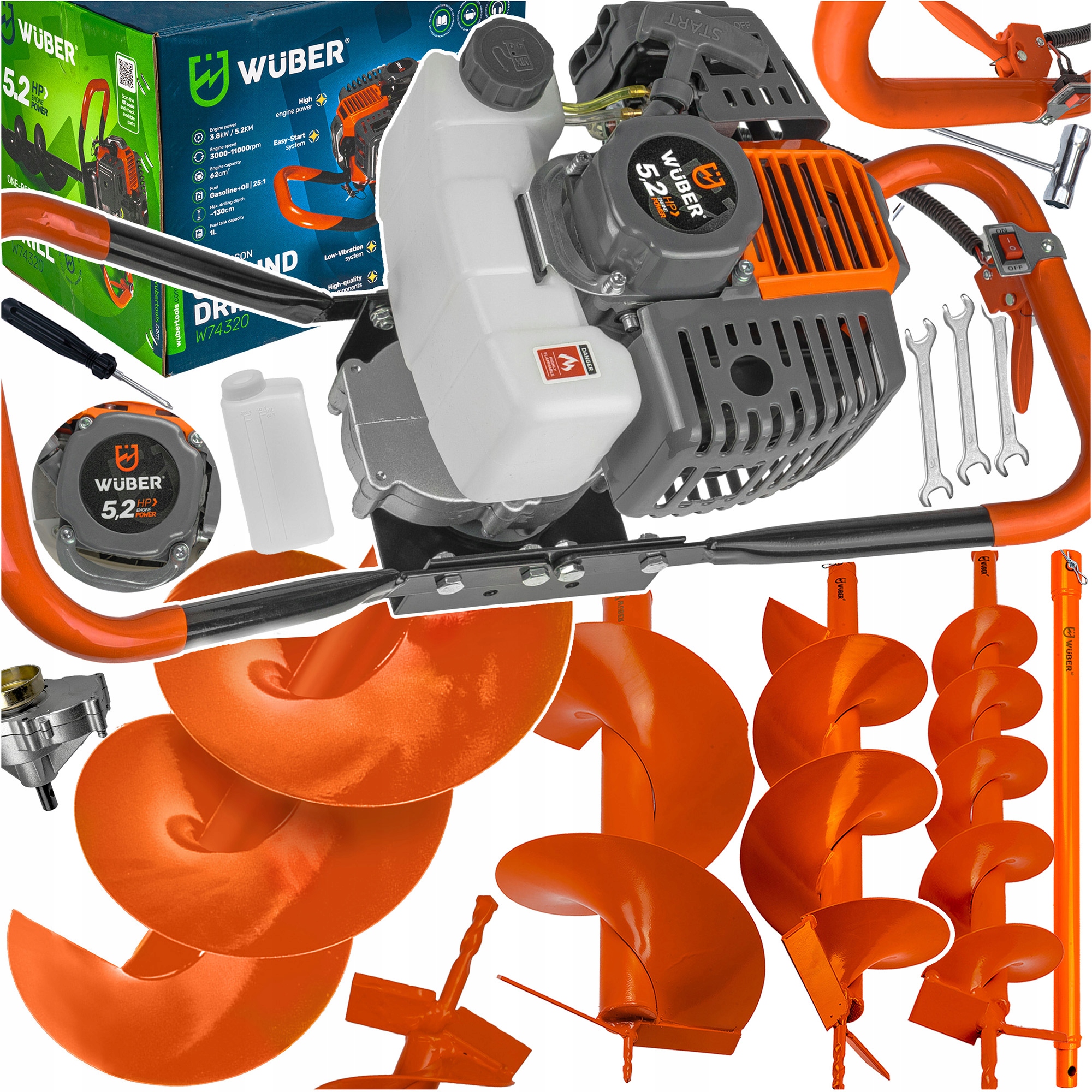 Benzínová Vrtačka Vrták Do Země 5,2 Km Prodloužení Vrtáku 10/20/30