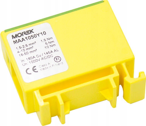 ZŁĄCZKA SZYNOWA 1,5-50mm² 2 OTWORY 1P ŻÓŁTO-ZIELO Marka Morek