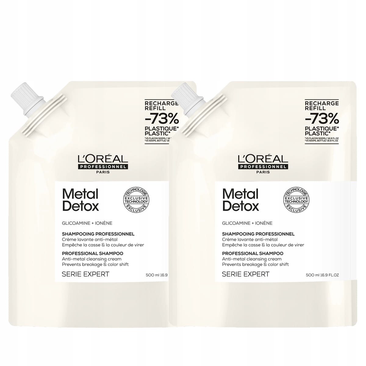 Loreal Metal Detox doplňkové balení šamponu pro barvené vlasy 2x500