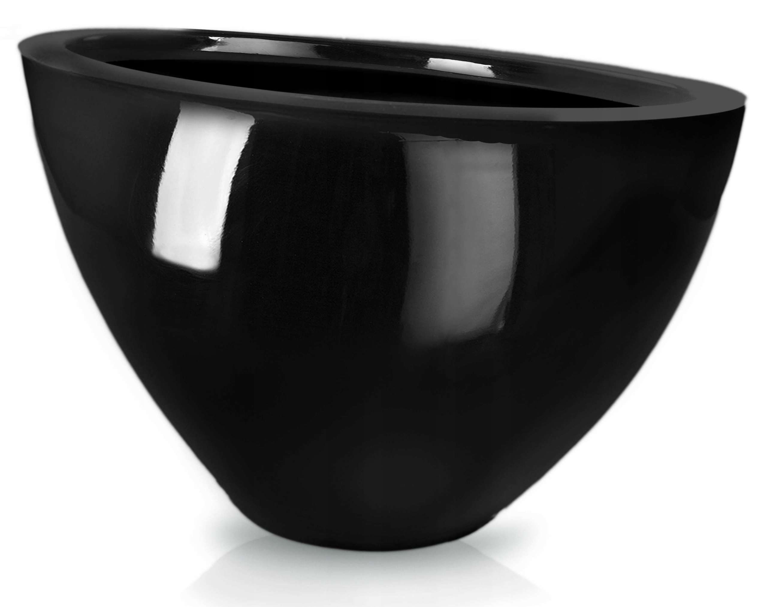 Sklenený kvetináč s čiernym leskom 55 cm x 28 x 35 cm Polnix 95.032.55