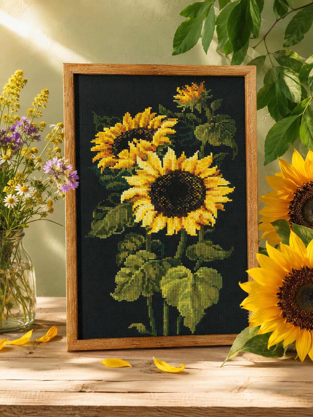 Riolis Slunečnice 1056, sada pro křížkovou výšivku 25x50 cm