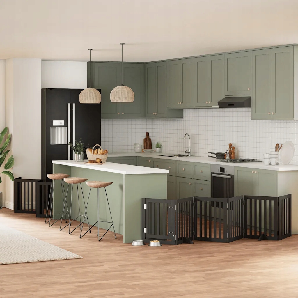 Zábrana pro psy s dvířky skládací 12 panelů černá 600 cm topol Černý 315565