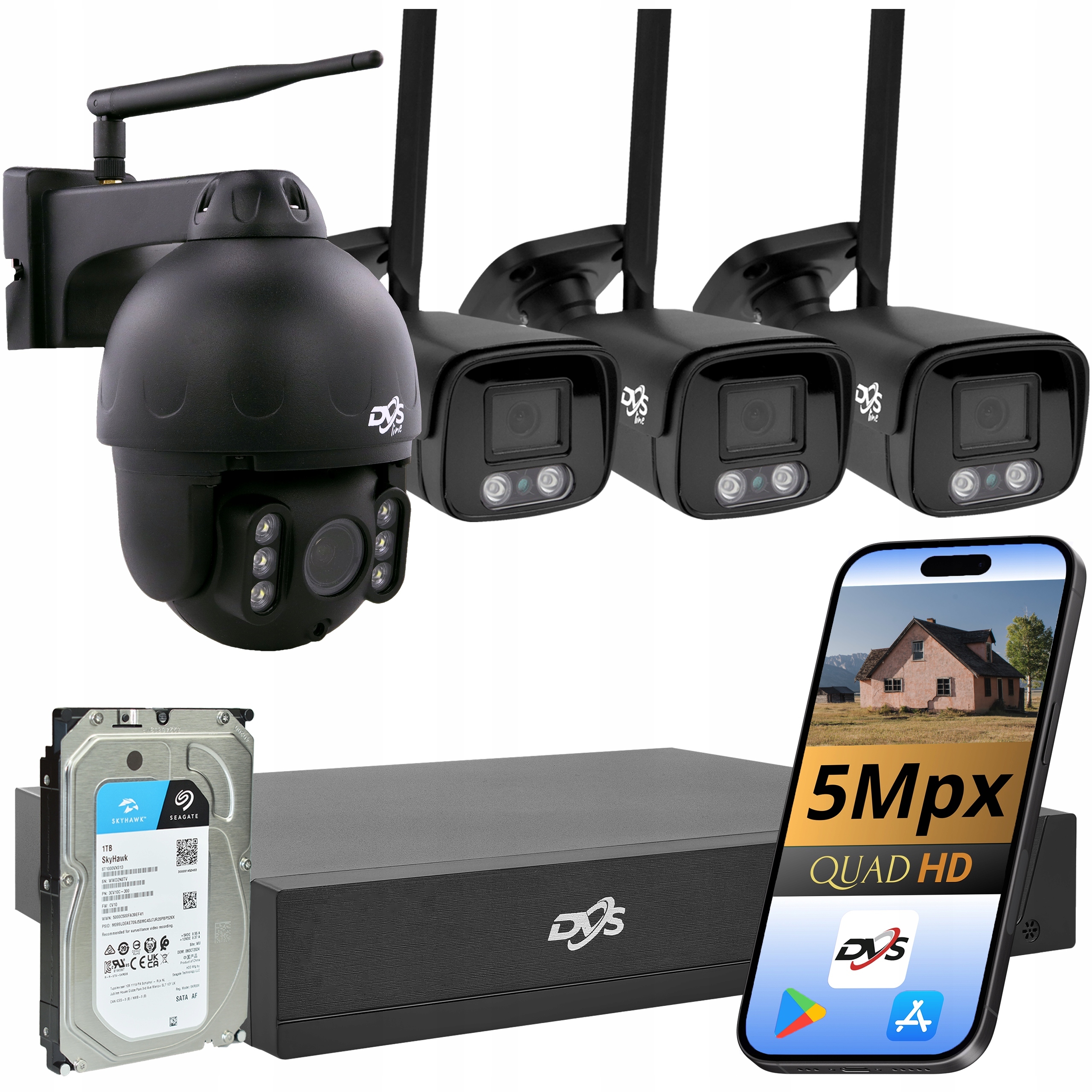 Sada Wifi Kamer 1 Otočná 3 Tuby Venkovní Kamery Do Domácnosti 1TB