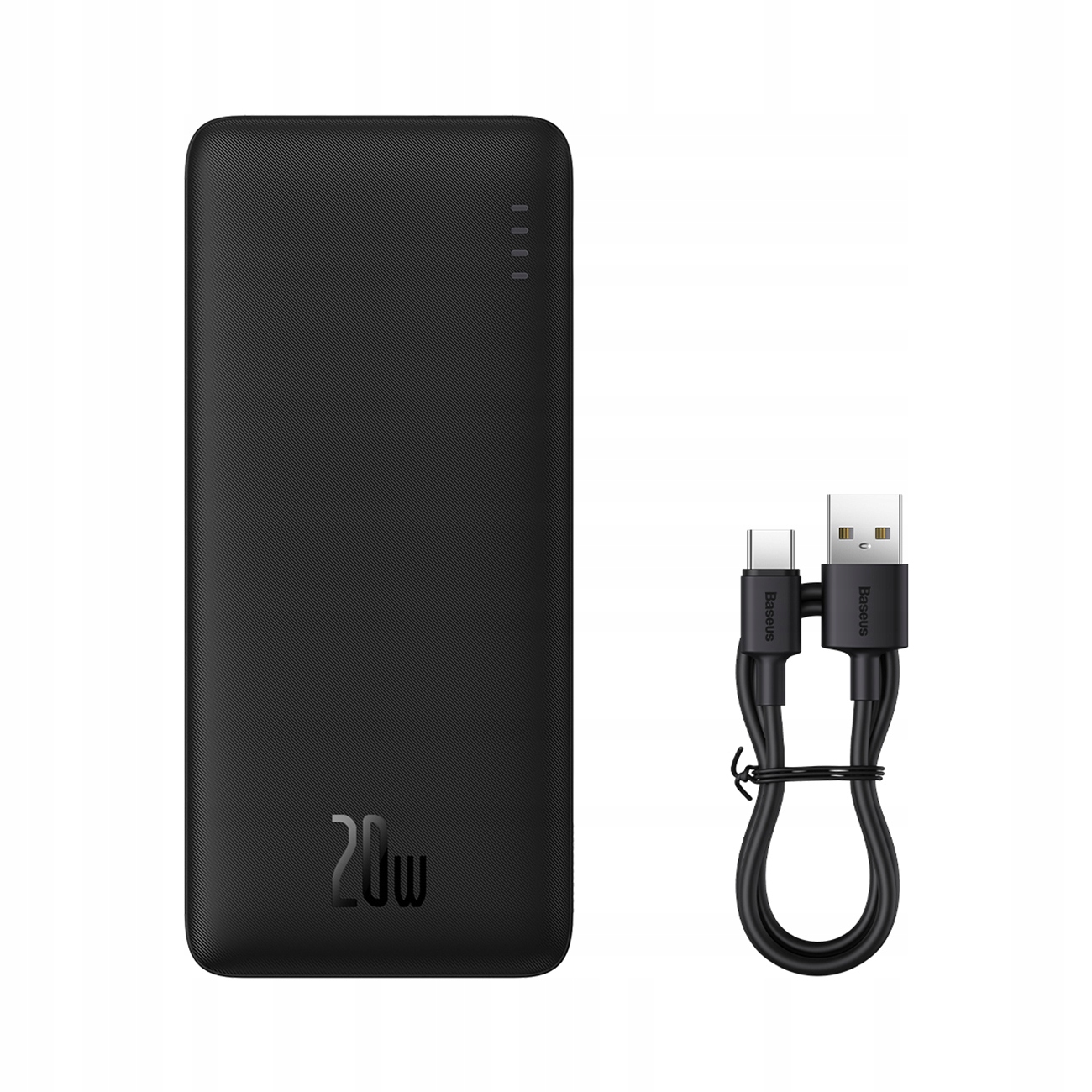 Powerbanka Airpow 20W 10000mAh s kabelem Usb-a Usb-c 30 cm černá