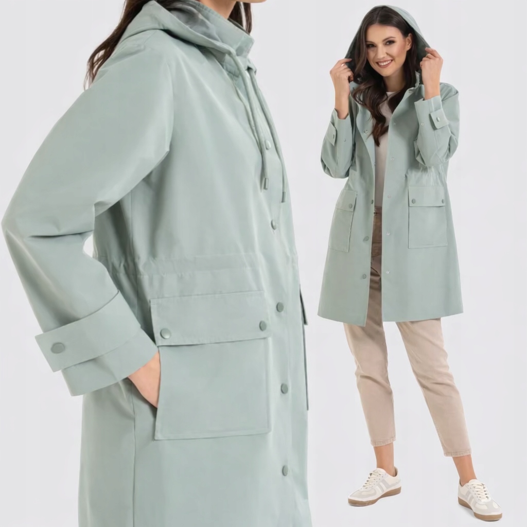 Dámská Bunda Moraj Parka Proti Dešti Kapuce Zelená XXL