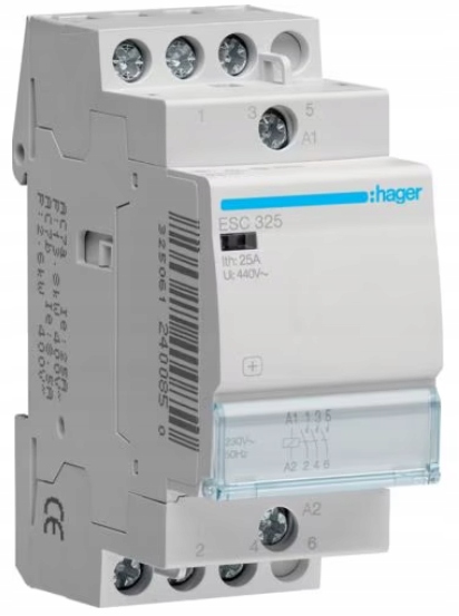 Stycznik modułowy Hager ESC325 25A 230V 3NO