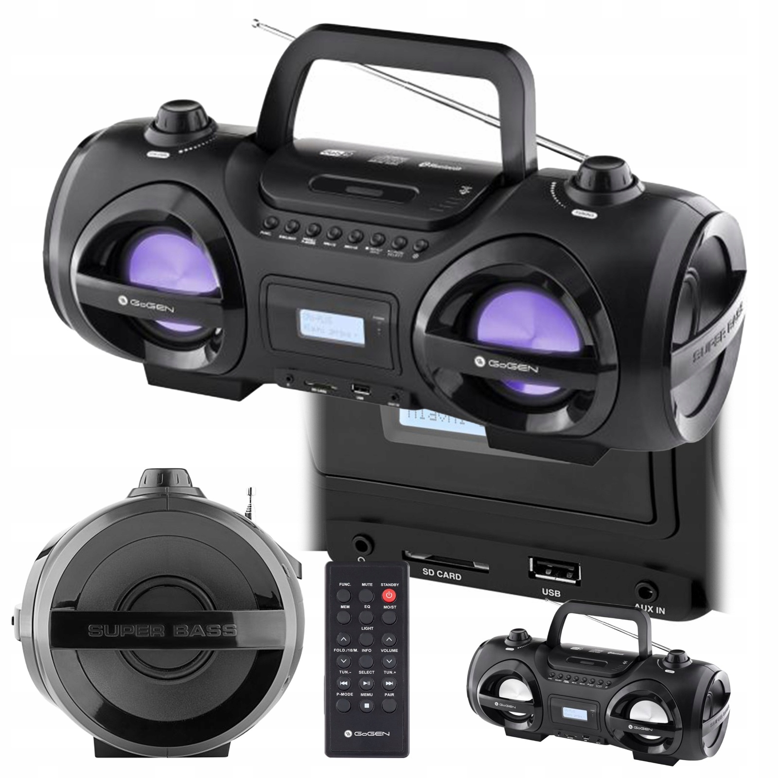 Boombox Tuba Rádio Fm CD MP3 Usb Sd Věž Reproduktor Bluetooth Dálkové Ovládání LCD