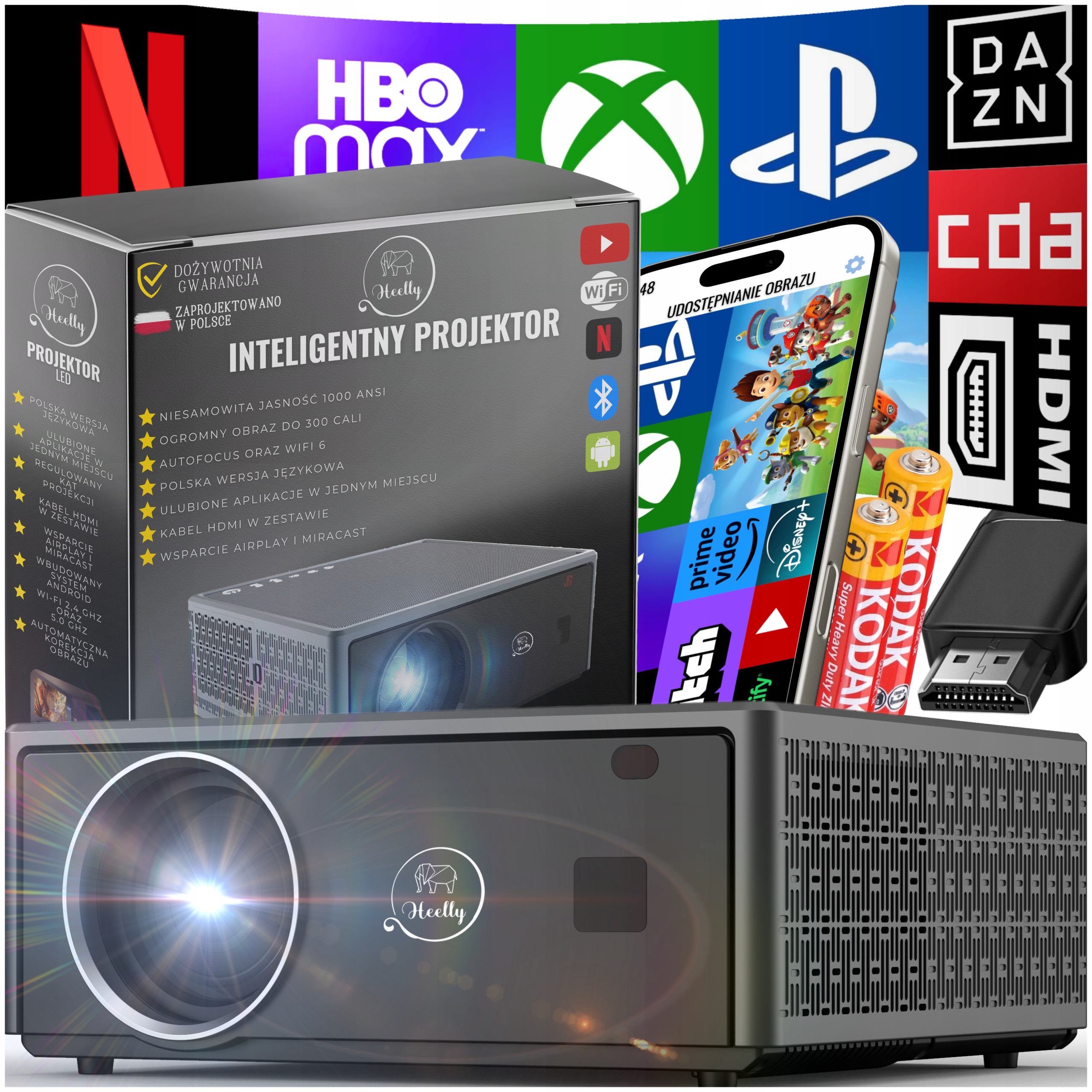 Projektor 30000LM Wifi Android Smart Tv Full Hd 4K Autofocus 300"