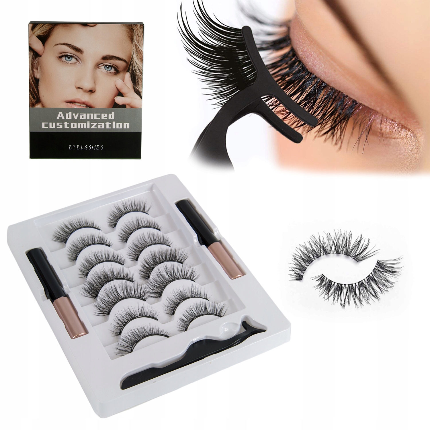 

Rzęsy Magnetyczne 7x Długie 2x Eyeliner Naturalne