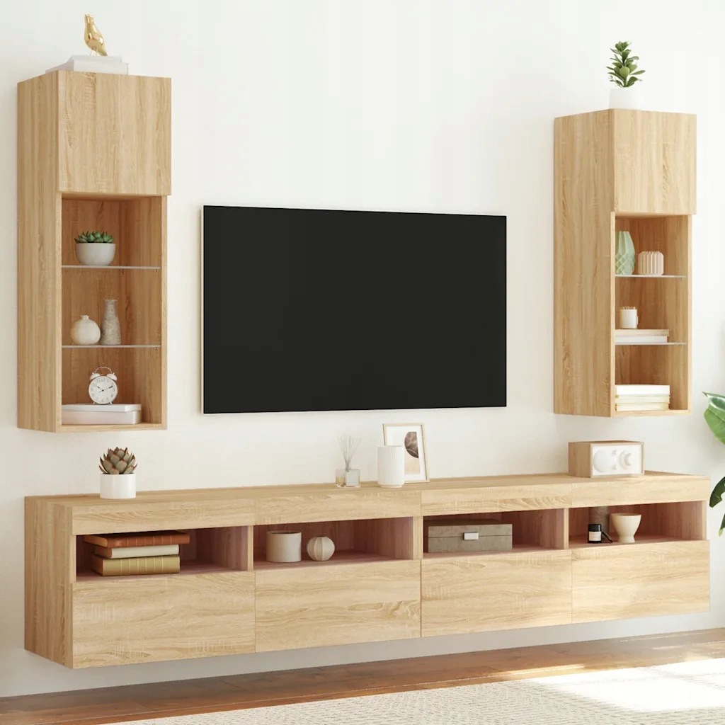 vidaXL Tv skříňky s Led osvětlením 2 ks dub sonoma 30,5 x 30 x 90 cm