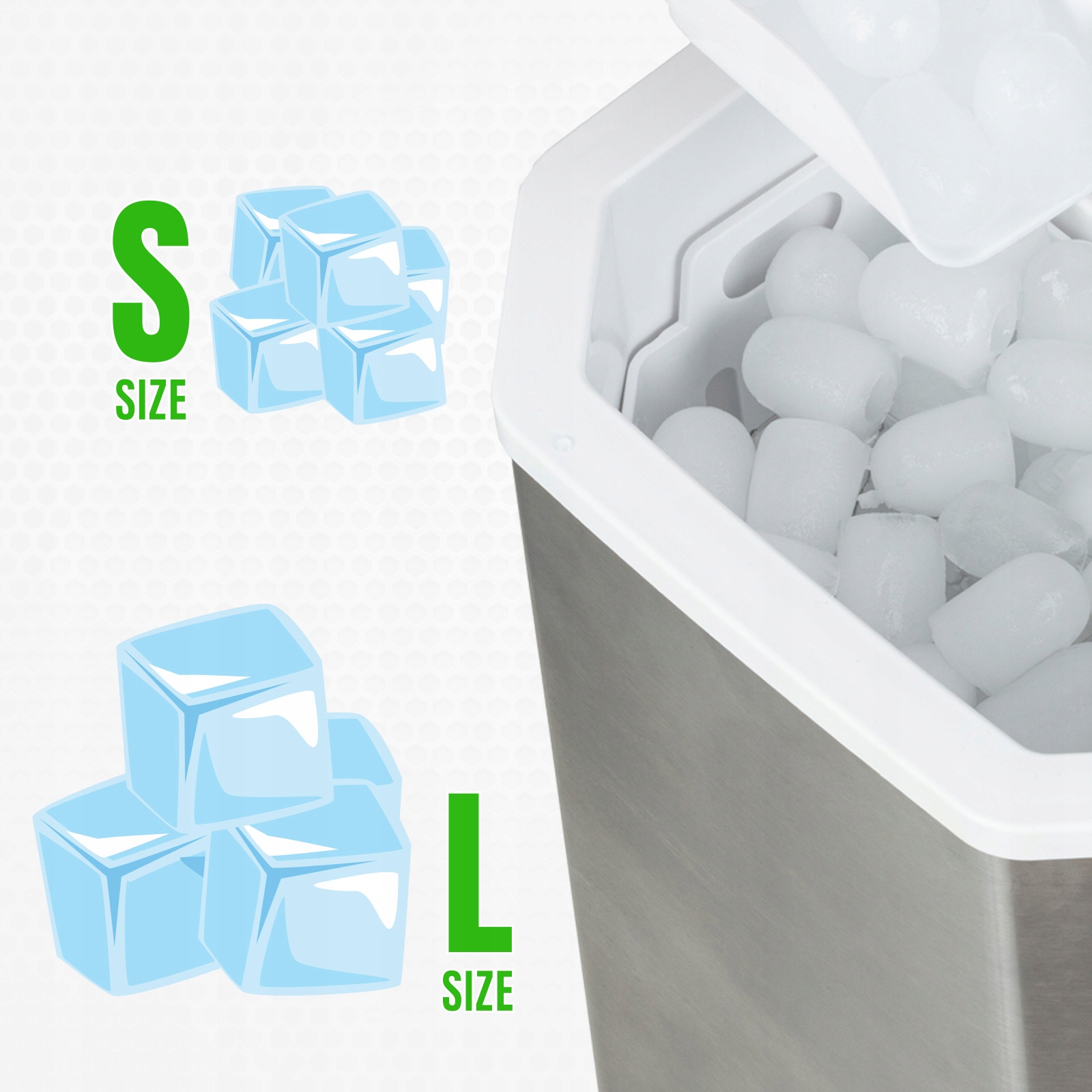 Kostkarka do lodu duża srebrny/szary inox uchwyt MPM MKD-04M 150W Kod producenta MKD-04M