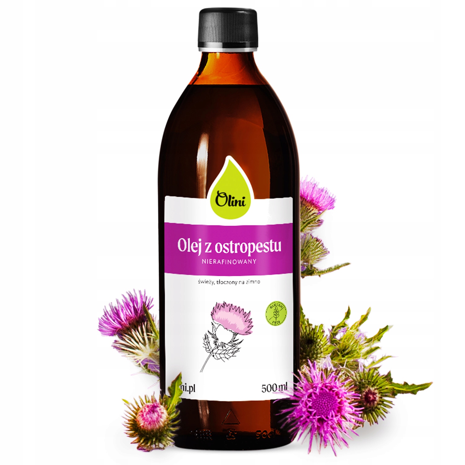 Olej z ostropestu, Tłoczony na zimno Oczyszczenie organizmu Olini 500ml