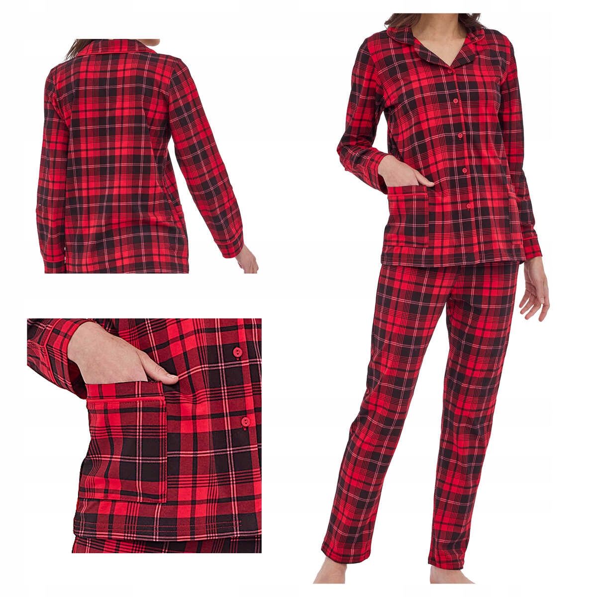 Cornette Dámské bavlněné rozepínací pyžamo Kaya 482/408 červené L