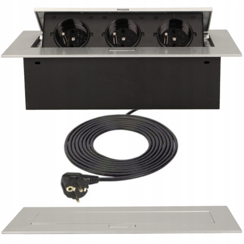 

Gniazdo chowane wpuszczane w blat Flexiport alu