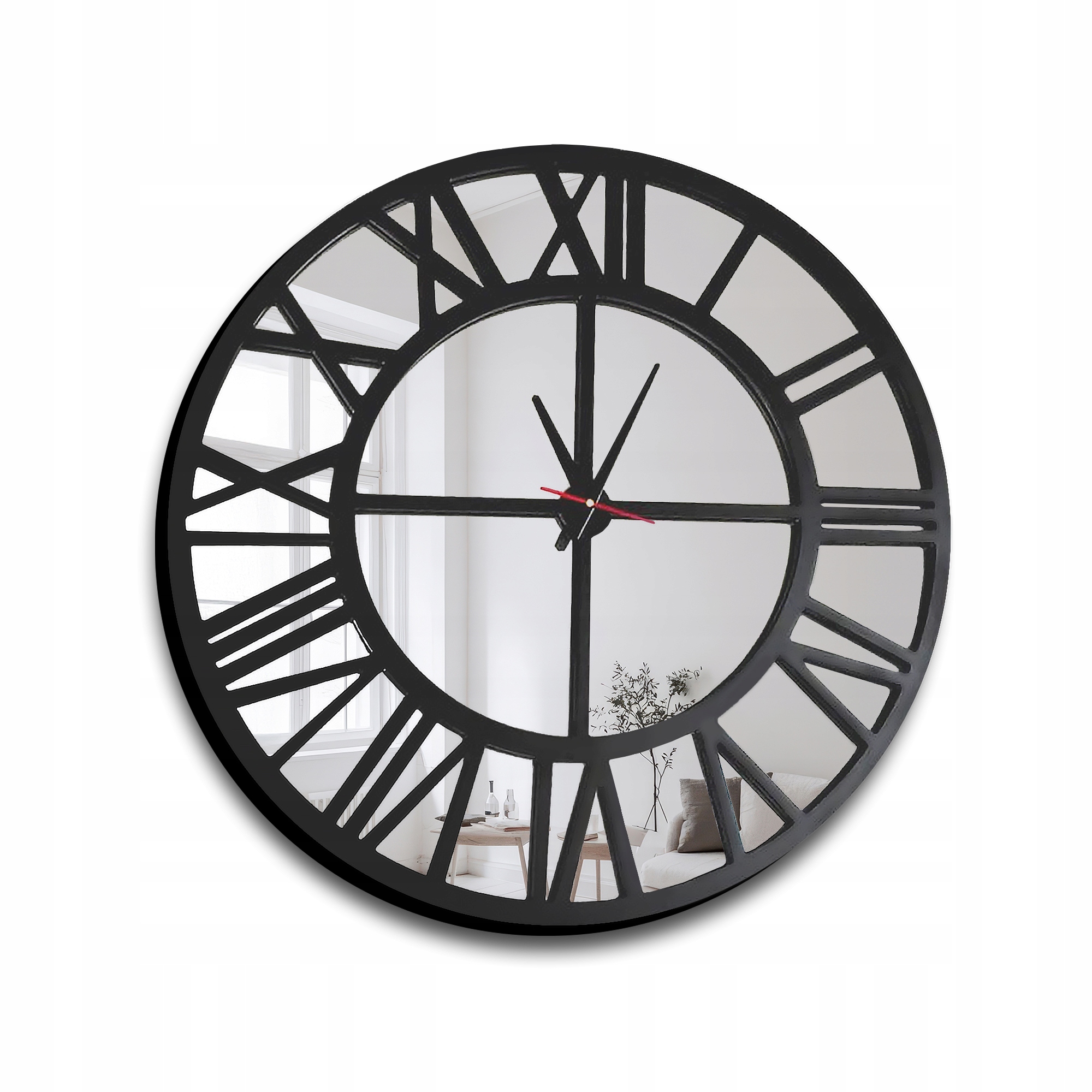 Zrcadlové nástěnné hodiny Loft v černém rámu Ores Fi 90 nástěnné