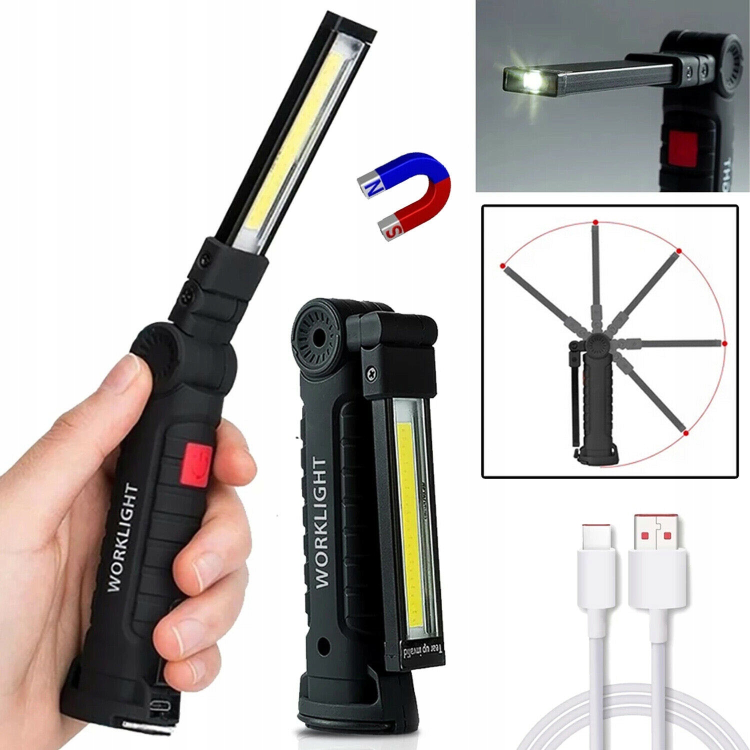 

Akumulatorowa Lampa Warsztatowa Magnes Led Latarka