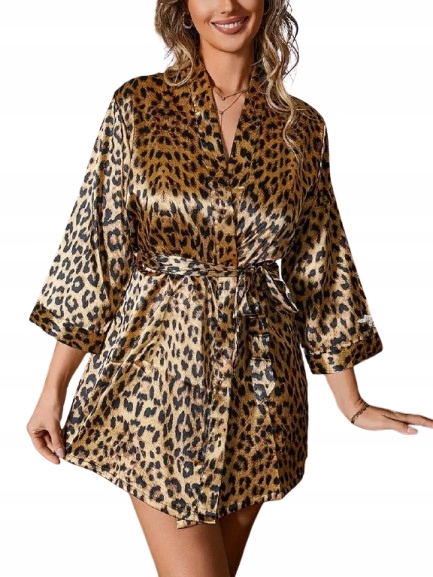Elegantní Saténový Župan Panterka Leopard S Puntíky Župan Ze Saténu