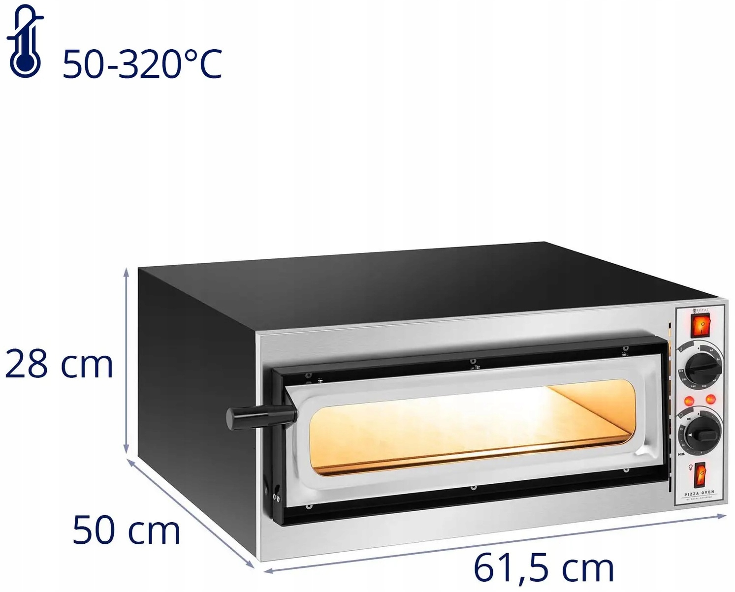 Piec do pizzy elektryczny 1600 W 50 cm Royal Catering RC-POB140GL 10011810