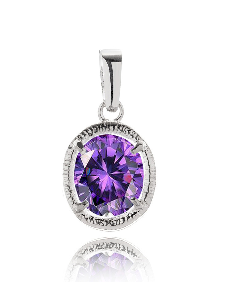 

Delikatny Piękny Wisiorek Z Fioletową Cyrkonią 925