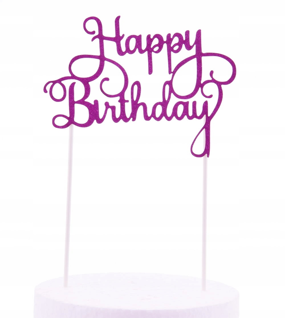 

Topper Happy Birthday różowy brokat