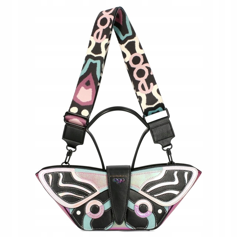 Ego Dámská kabelka Přes Rameno Odnímatelný Motýl Kůže Logovaný Pásek Růžová