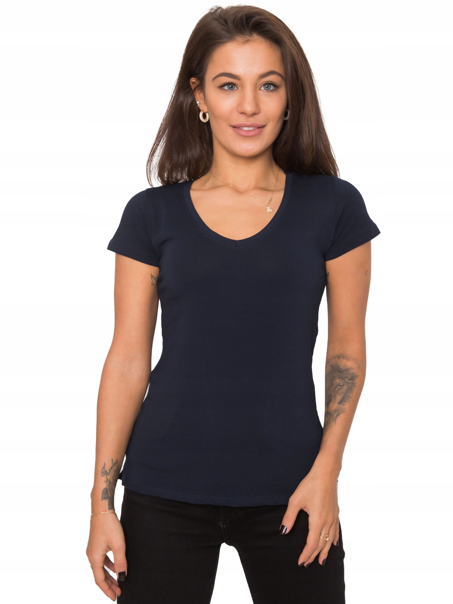 

Koszulka Damska Bawełniana T-shirt V-neck Serek