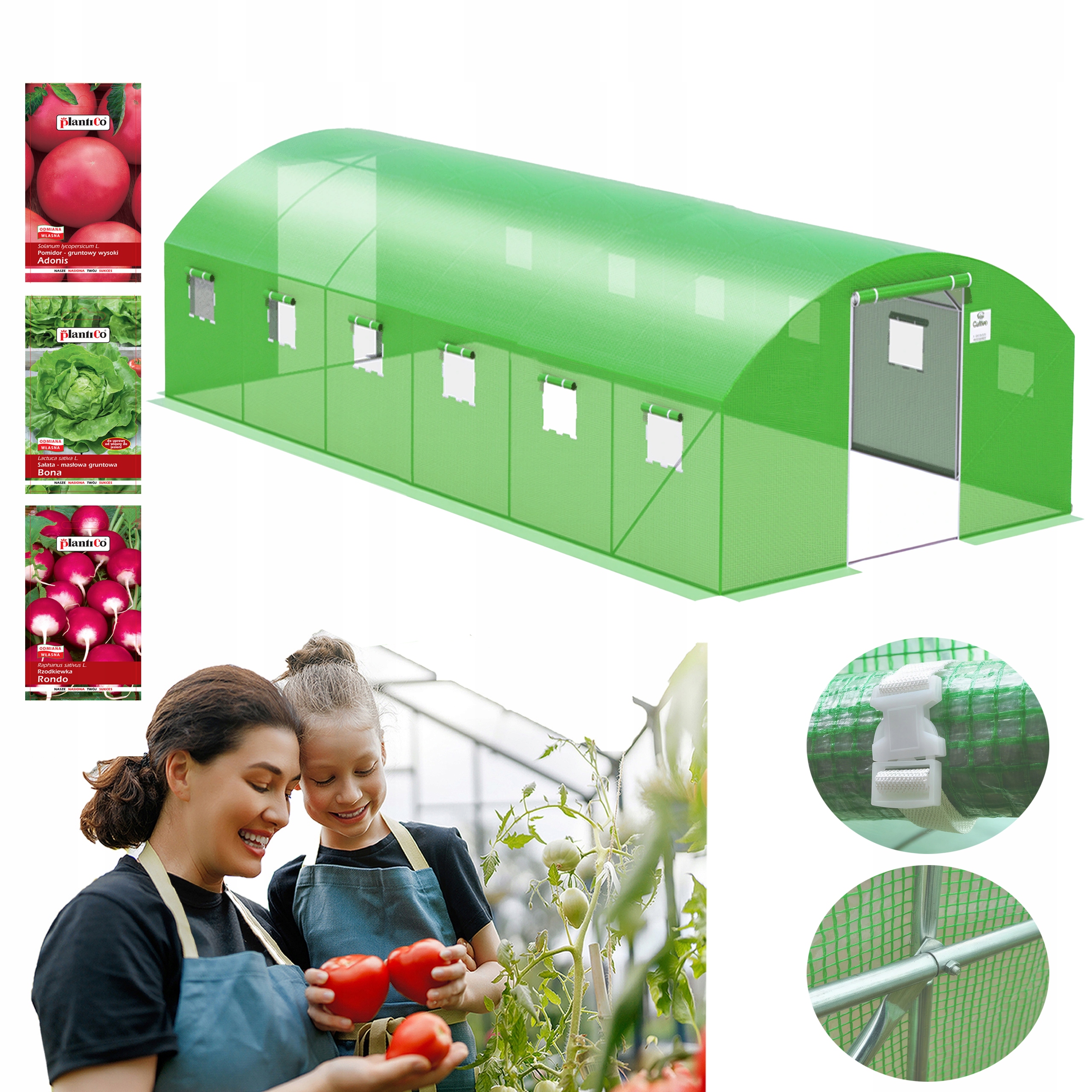 Fóliový Zahradní Tunel Skleník 4x6x2 m 24m2 Dvojité Dveře UV4 Dárek