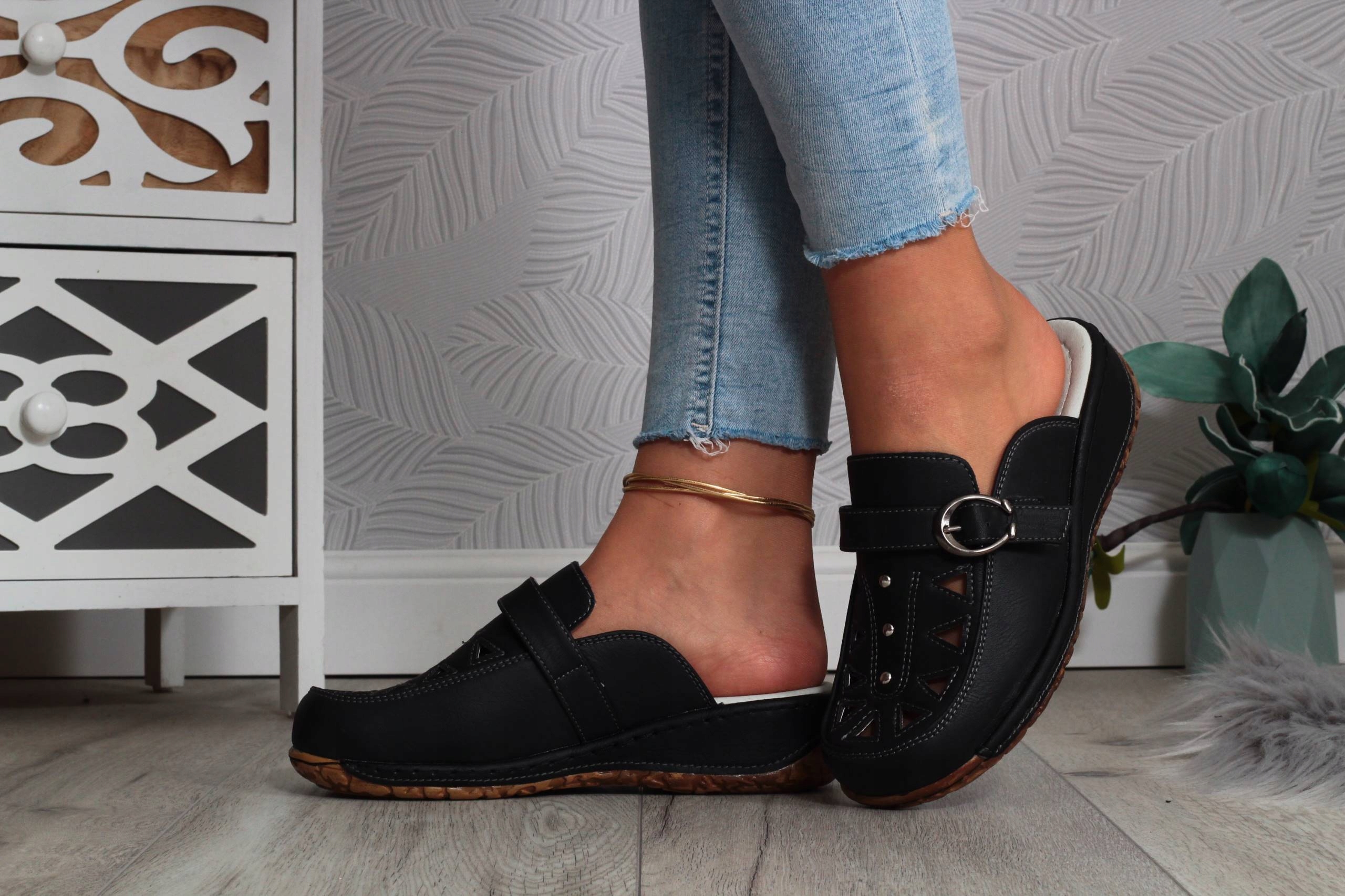 KLAPKI DAMSKIE BUTY ORTOPEDYCZNE SZYTE SKÓRA Rozmiar 37