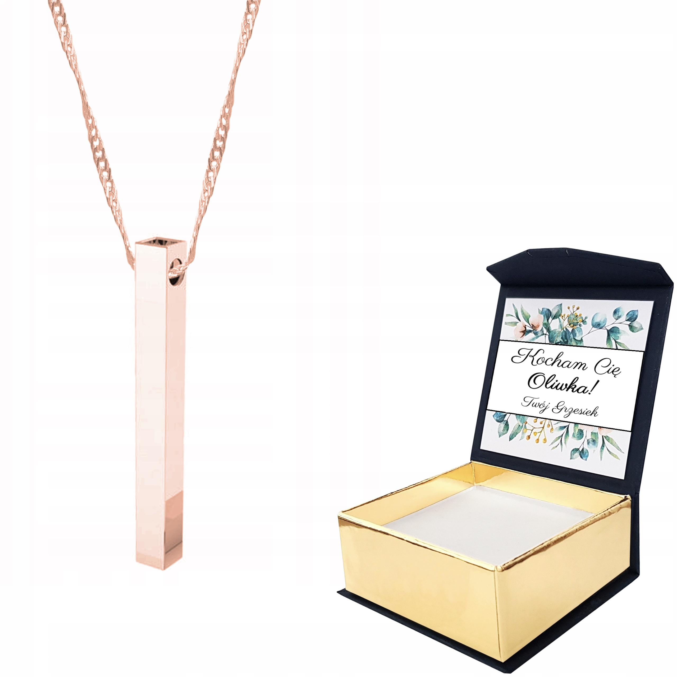 Náhrdelník růžové zlato 925 Trubička Vlastní Potisk
