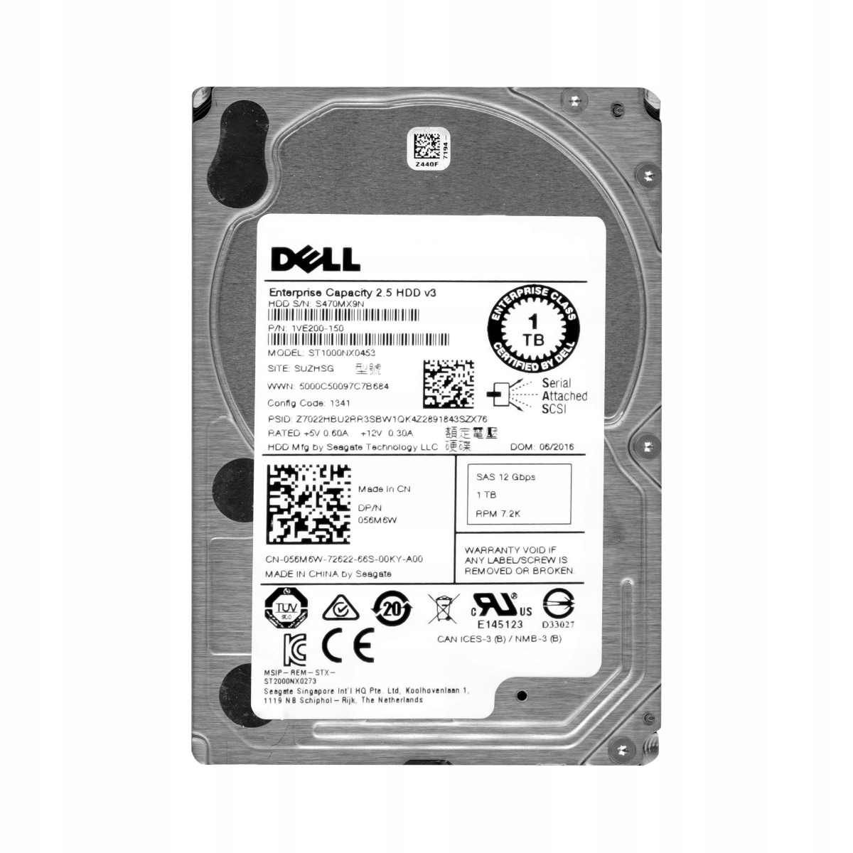 Dell 056M6W 1TB 7.2K 128MB SAS-3 2.5'' ST1000NX0453