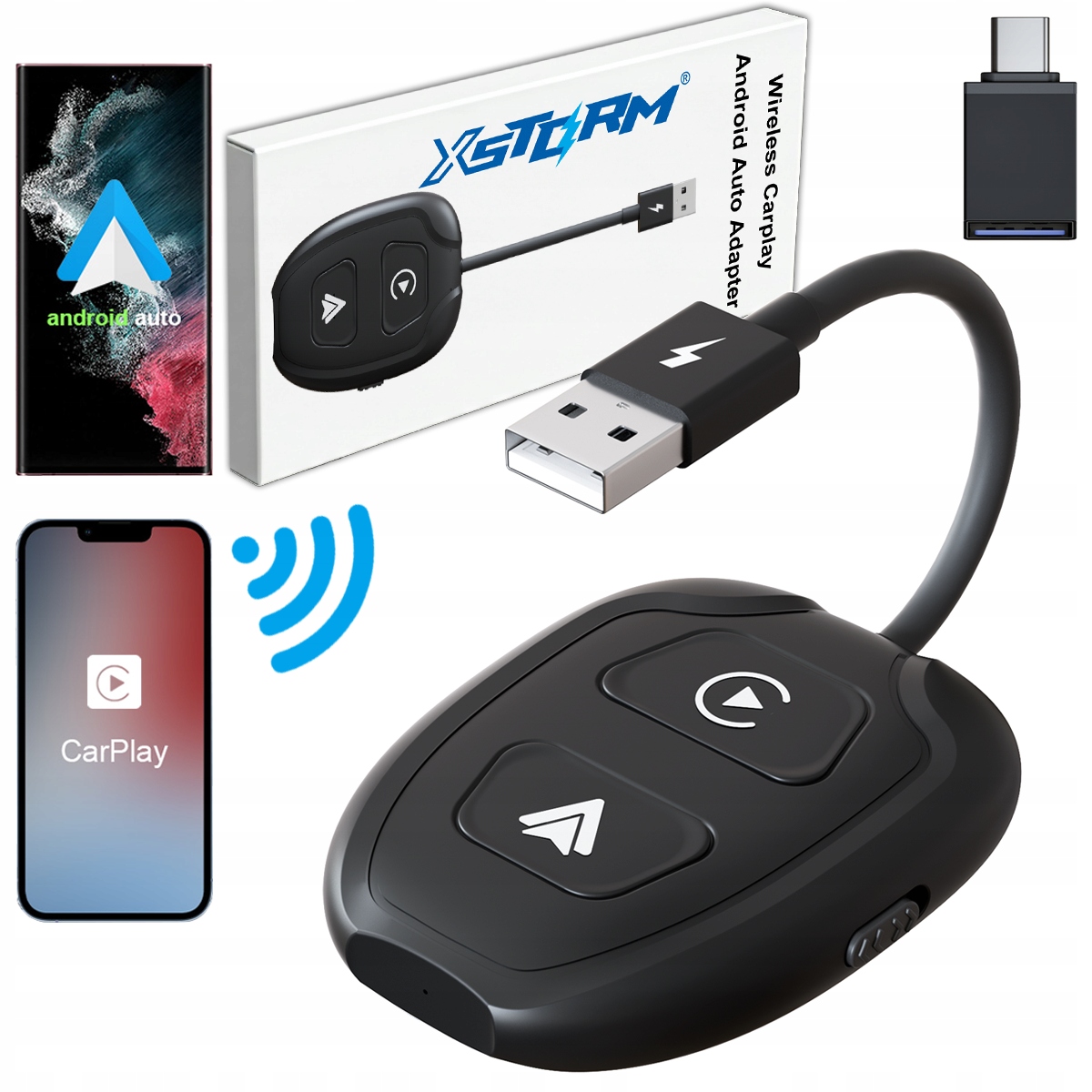 Bezdrátový Adaptér Android Auto a Carplay iPHONE Adapter 2 v 1 Xstorm