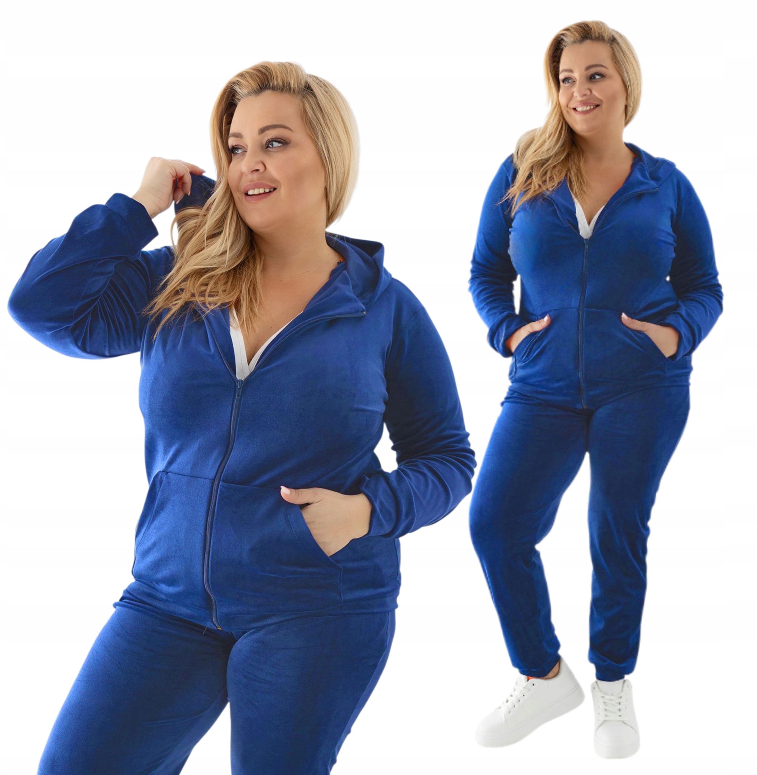 Komplet Teplákovka Velurový Na Zip Plus Size vel. XXL Pl Modrý