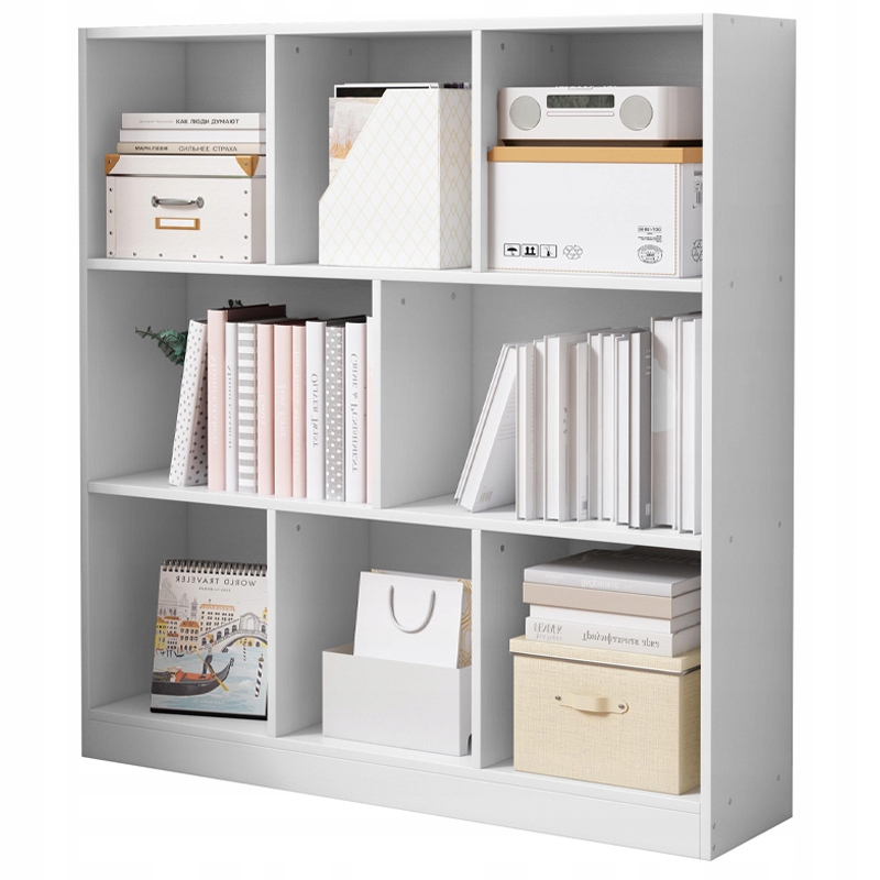 Regál Moderná Biela Polica Komoda 8 Políc 100 CM