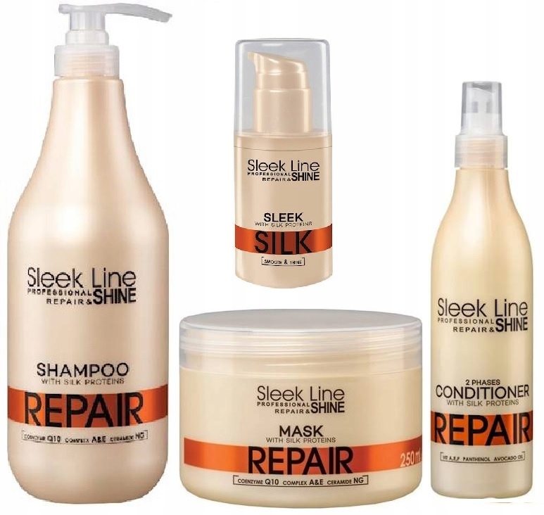 Duży Zestaw Repair Stapiz szampon 1L +maska+ odżywka dwufazowa+ jedwab