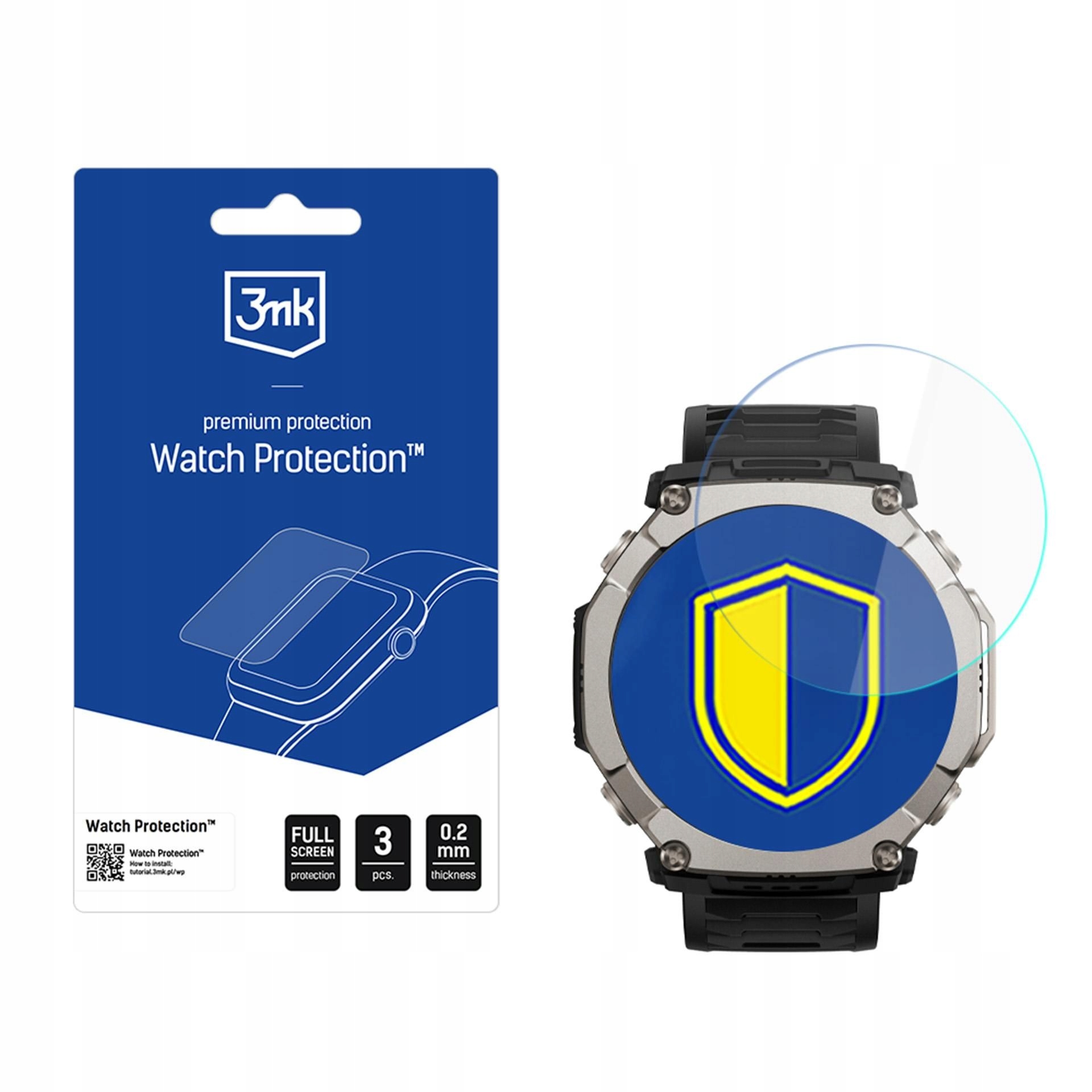 3 szt. Szkło hybrydowe do Amazfit T-Rex Ultra 2 3mk Watch Protection