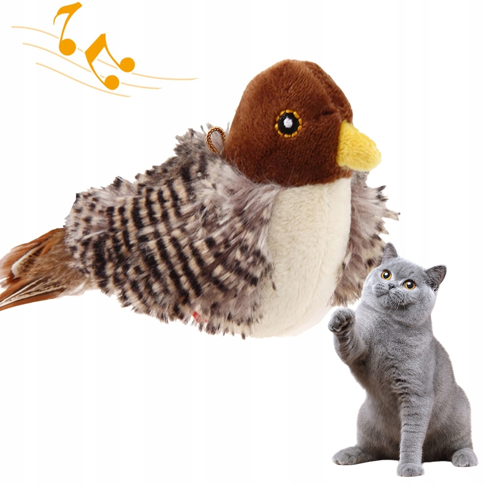 Levně Interaktivní Hračka Pro Kočky Plyšový Pták Cvičící Létající Ptáček