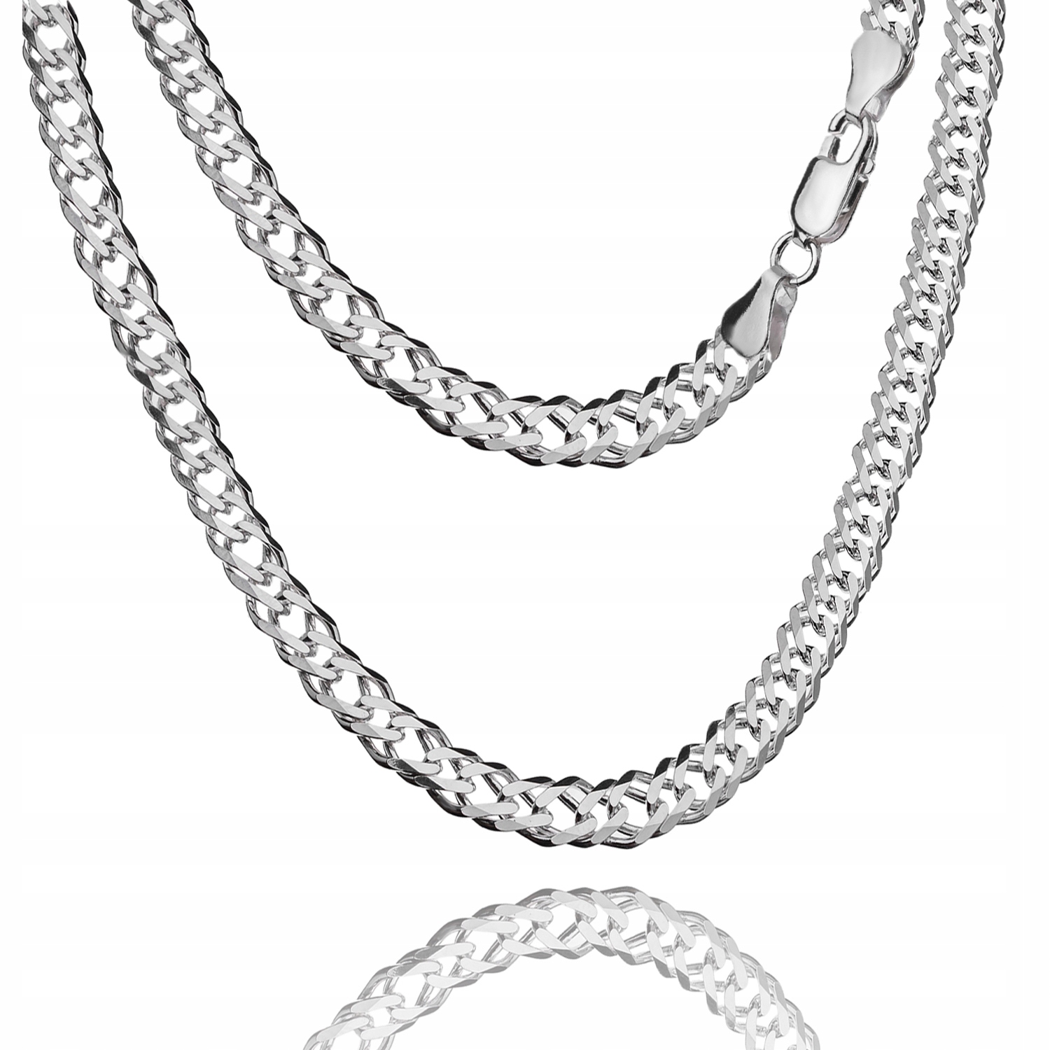 Pancerka Dvojitá Rombo Stříbrný Řetízek 50 cm