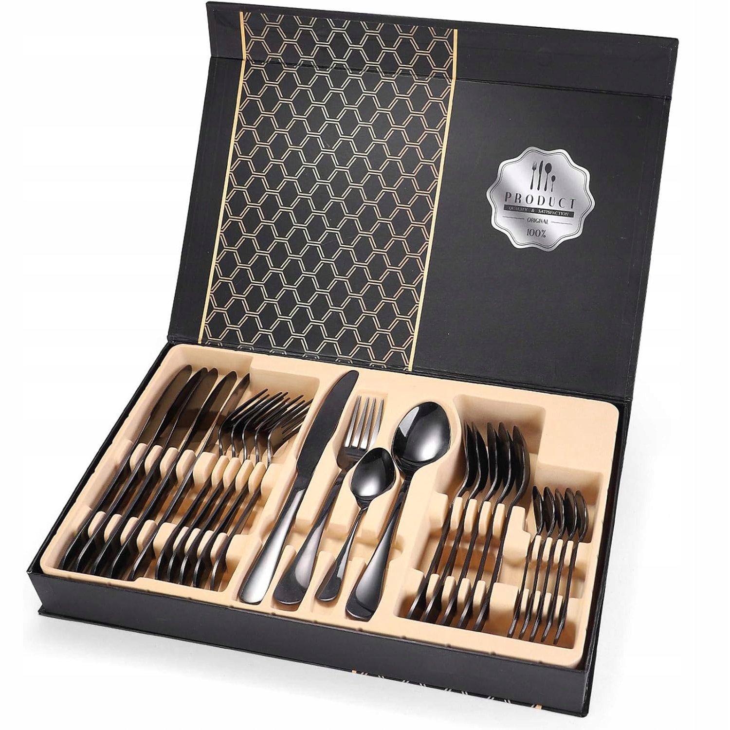 Sada Příborů 24 El 6 Os Sada Příborů Krabička Nerezová Ocel Černá