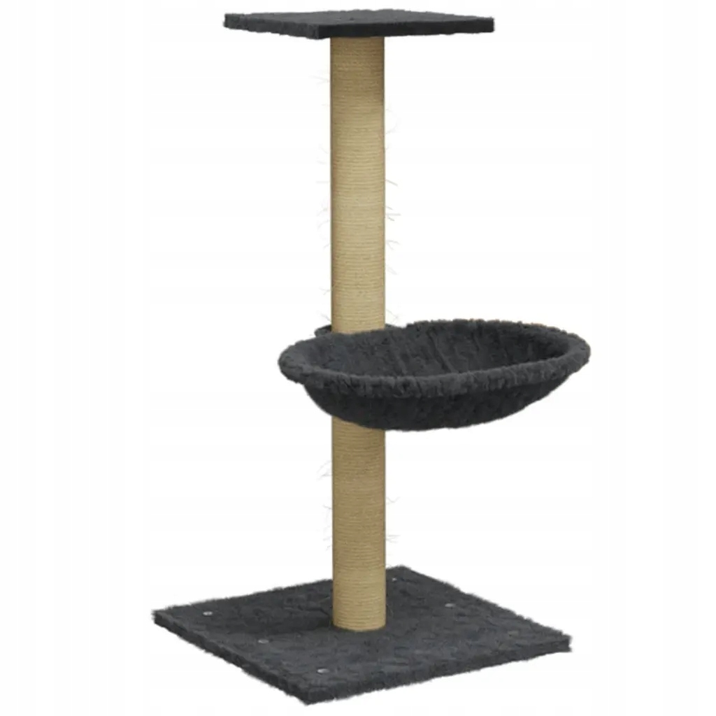 Levně Škrabadlo pro kočky sisalovým sloupkem, tmavě šedé, 74 cm
