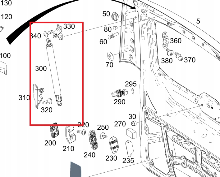 Mercedes Vito W447 motorek klapky zavazadlového prostoru pro jízdní kola