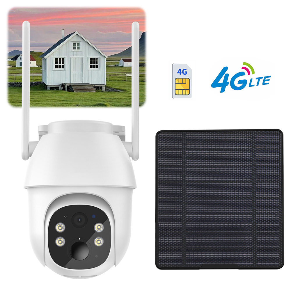 2K Venkovní 4G Solární Otočná kamera na Sim kartu 4Mpx Výkonný Akumulátor